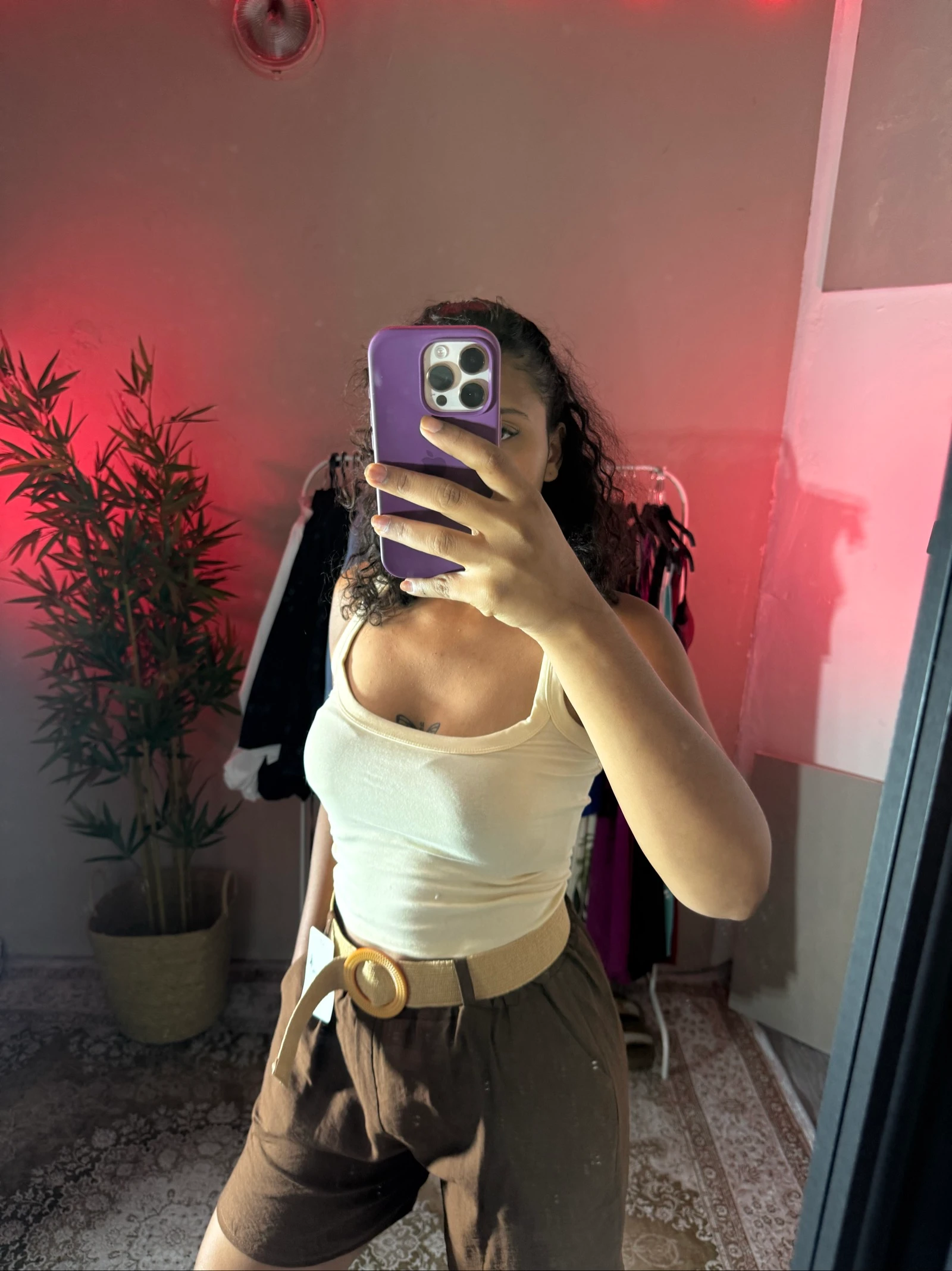 Korte hoge taille in bruin – photo 3
